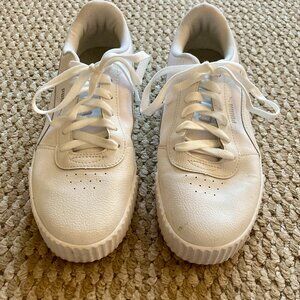 Puma Womens Carina Leather Sneaker Shoes Lace Up 370325-02 Size US10 White